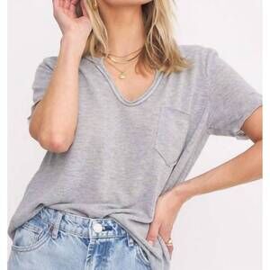 NEW PROJECT SOCIAL T sophia pocket v neck tee in grey